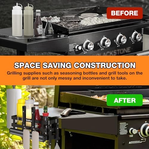 Griddle Caddy for Blackstone Griddles Accessories, Space Saving Grill Accessories Storage Caddy, BBQ Accessories Holder for Blackstone 28”-36” Grill with a Magnetic Tool Holder Paper Towel Holder - Image 3