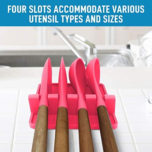Zulay Kitchen Silicone Utensil Rest with Drip Pad for Multiple Utensils - BPA-Free, Heat-Resistant Spoon Rest & Spoon Holder for Stove Top - Kitchen Utensil Holder for Ladles & Tongs - Honeysuckle - Image 2