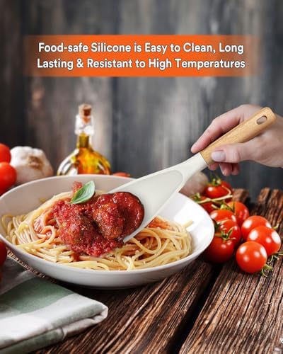Badiano Silicone Cooking Spoon for Nonstick Cookwares, Multi-function,11.4" - Image 3