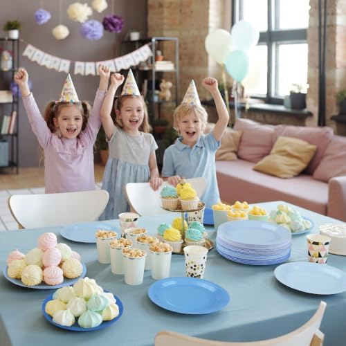 Breroa 72 Pcs Gradient Blue Paper Plates 7 Inch Bulk Blue Plates Disposable - Image 5