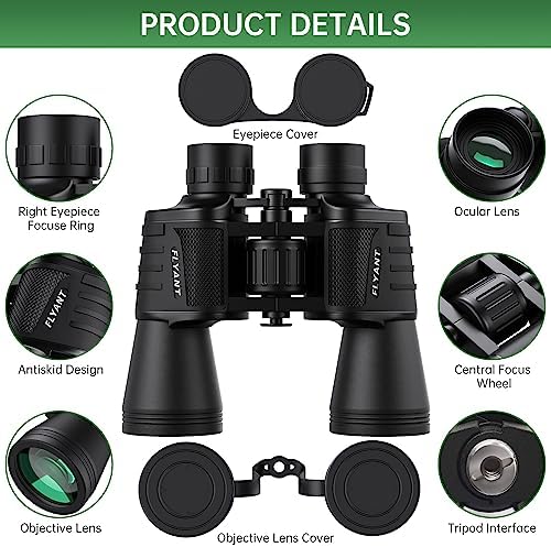 20x50 High Powered Binoculars for Adults, Waterproof Compact Binoculars with Low Light Vision for Bird Watching Hunting Camping Travel Cruise Hiking Sports Stargazing, Christmas Birthday Gifts for Men - Image 2