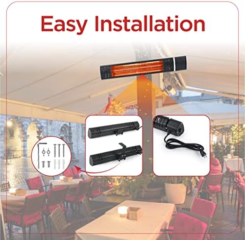 BLACK+DECKER Wall Mounted Infrared Outdoor Patio Heater, BHOW03R, Black - Image 6