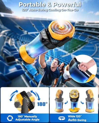 Portable Outdoor Misting Fan with 4 Mist Modes & Remote, 2L Tank & 30000mAh Battery, Powerful Cooling Mister, Extreme Heat Relief for Patio Camping Garden Backyard Tailgate Parties (Yellow) - Image 6
