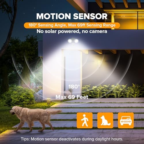 LUTEC 32W 3500 Lumen LED Security Lights Motion Sensor Light Outdoor, 5000K Daylight, IP65 Waterproof, Dusk to Dawn, Motion Detector Flood Light for Garage, Yard, Porch-White - Image 3