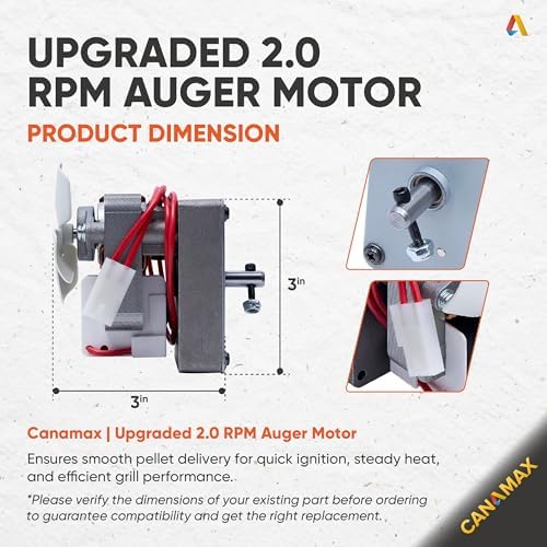 Canamax Upgraded 2.0 RPM Auger Motor Replacement Parts, 120V 60Hz 2 Pole - Image 2