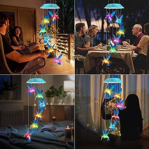 Solar Wind Chimes Outdoor, Color Changing Hummingbird Gift for Mom Grandma - Image 5
