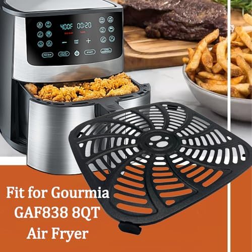 8QT Air Fryer Grill Plate for Gourmia GAF838 Digital Air Fryers, Upgraded Double Layer Nonstick Coating Air Fryer Grill Pan Crisper Tray Grate for Gourmia 8QT Air Fryer, Dishwasher Safe - Image 2