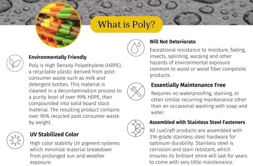 LuxCraft Poly Island Dining Table, 44" x 72" Rectangular Outdoor Patio Table, Made with Recycled Plastics, Made in USA (Cedar & Black) - Image 6