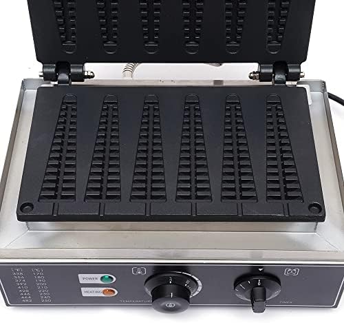 6-Grid Commercial Waffle Maker, 1550W Electric Mini Egg-Shaped Waffle Machine, Stainless Steel Waffle Iron Baker with Non-Stick Coating, 122-572℉ Temperature Adjustable - Image 4