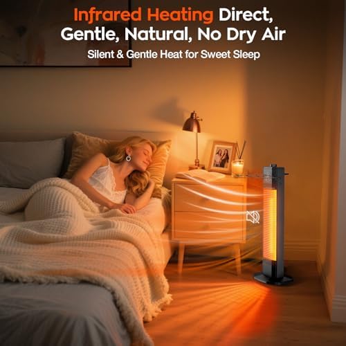 Outdoor Electric Patio Heater, 27-inch Infrared Tower Heater with 1200W Instant Heating, IPX5 Waterproof, Tip-Over & Overheat Protection, Space Heater for Patio Garage Workshop Indoor & Outdoor Use - Image 5