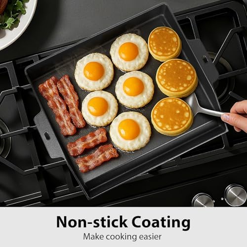 Utheer 17" x13" Enameled Cast Iron Griddle for 2 Burner Gas Grill/Stove Top - Image 5