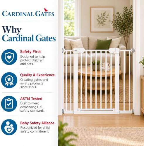 Cardinal Gates 36-Inch Pressure-Mount Baby/Pet Gate, White, 29.5-32.25 in - Image 6