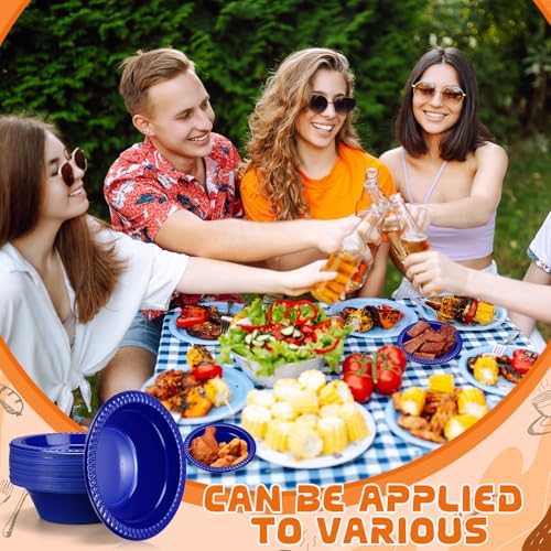 24 Pack 12 oz Disposable Plastic Bowls Dessert, Ice Cream, Salad, Soup Serving Cups for Party, Picnic, Food Snacks (Blue) - Image 4
