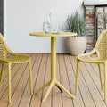 Costaelm Patio Table for 4-Person, Outdoor Patio PP Round Dining Table, All-Weather Bistro Dining Table for Backyard Deck Porch Poolside, Yellow by Costaelm