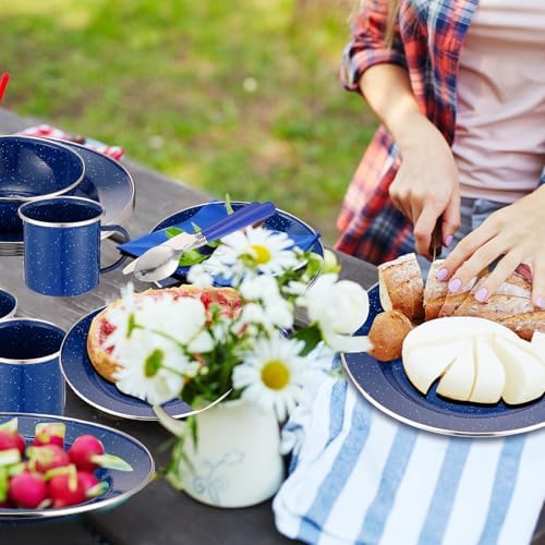 Nuogo 12 Pcs Enamel Camping Tableware Set Dinnerware Kit - Image 7