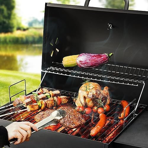 Charcoal Grill with Side Table,Barrel BBQ Grill 500 Sq In Cooking Area - Image 6
