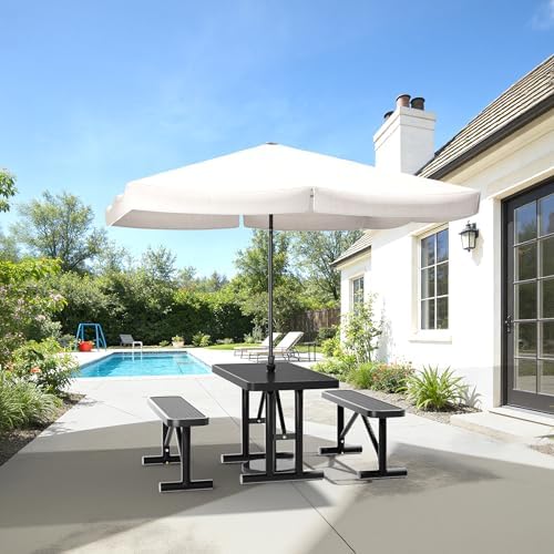 4FT Metal Picnic Tables for Outdoors, Commercial Rectangular Picnic Table for Outside, Park, Campfield, Patio, Garden, Yard, Thermoplastic Coating, Surface Mounted, Black - Image 2