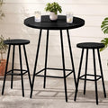 Best Choice Products 3-Piece Patio Dining Set, Bar Height, Outdoor Bistro Set, Outdoor Round Bar Table w/ 2 Bar Stools, Steel - Black by BestChoiceProducts