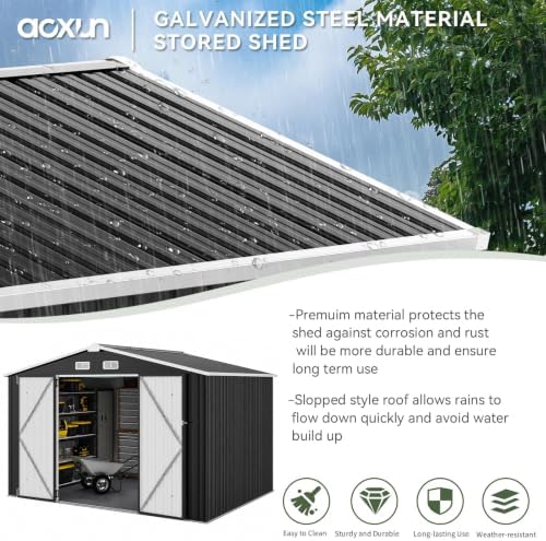 Aoxun 10x8 FT Shed Outdoor Storage Shed with Floor Black - Image 6