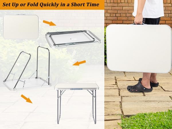 2.0 Ft Folding Portable Camping Table White - Image 5