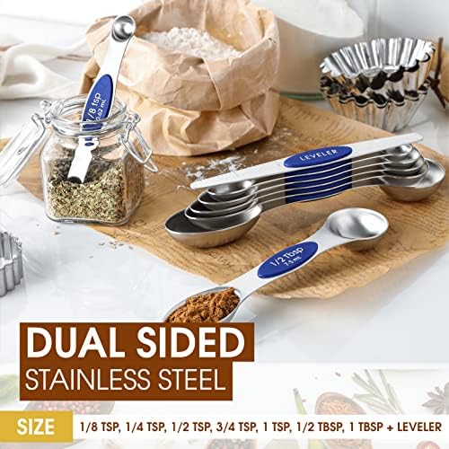 Spring Chef 8 Magnetic Measuring Spoons Set for Baking & Cooking, Sapphire - Image 4