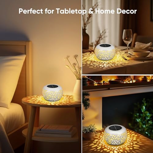 Solar Lanterns Outdoor Waterproof: 2 Pack White Cutout Metal Solar Lantern - Image 6