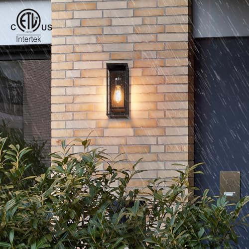 mirrea 14" Modern Outdoor Porch Wall Light, Matte Black, 2 Pack - Image 5