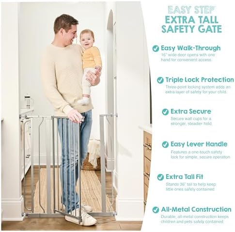Regalo Safety 36" Extra Tall Baby Gate, Bottom of Stairs & Doorways - Image 4