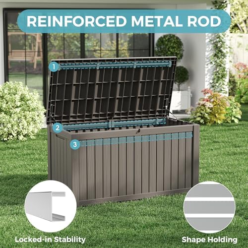 KAMABOKO 180 Gallon Outdoor Storage Box Waterproof Deck Box for Patio - Image 4