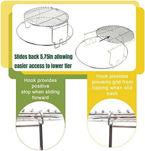 3 Tier 5 Piece Replacement Kit for Large Big Green Egg Accessories,Stainless Steel Grill Stack Rack with Removable Cooking System,BBQ Grill Basket Grill Expander Rack Ultimate Set Fit L BGE - Image 2