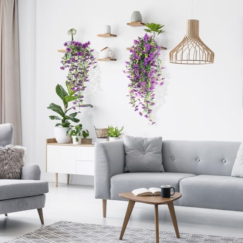 RECUTMS Artificial Hanging Flowers for Outdoors 3 Pack Eucalyptus Leaves - Image 5
