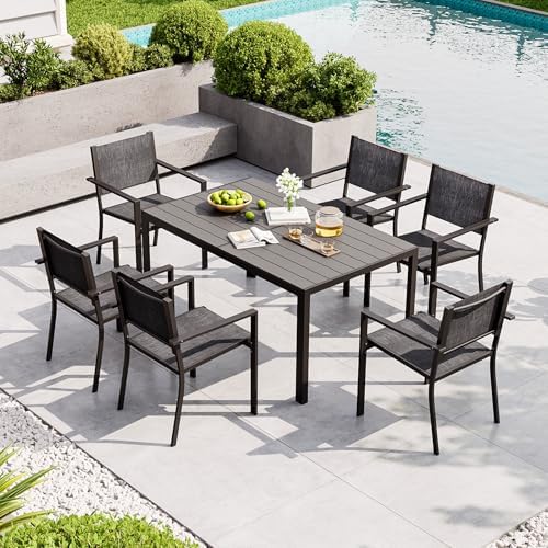 7-Piece Patio Table and Chairs Set for 6, All Weather Patio Dining Sets by Aoxun