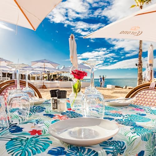 Outdoor Tablecloth with Umbrella Hole Umbrella Tablecloth Patio Tablecloths with Zipper for Courtyards, Terraces, and Beaches 60 x 120 in - Image 3