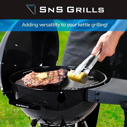 SnS Grills Slow ‘N Sear EasySpin Charcoal Grill Cooking Grate - Compatible with Weber and Other Grills, 2-Zone Stainless Steel Hinged Replacement - Tailgating & Backyard Cooking - 24” Inches - Image 5