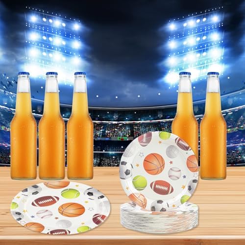 75PCS Sports Birthday Party Decorations, 7Inch Sports Theme Party Plates and Napkins Baseball Football Soccer Basketball Volleyball Disposable Tableware Set Party's Supplies for Birthday Baby Shower - Image 6