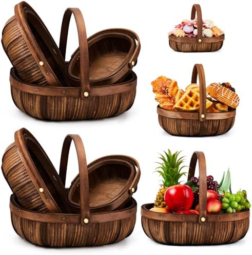 Sintuff 6 Pcs Wicker Baskets with Handles, 3 Sizes,Coffee by Sintuff