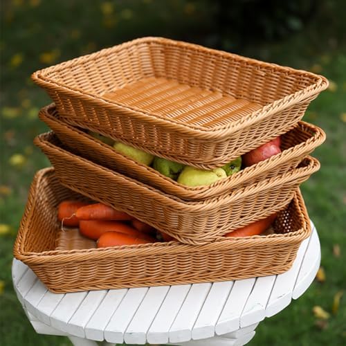 Teng Lang 10 pack15.8 Fruit Baskets Wicker Bread Basket, Woven Tabletop Food Fruit Vegetables Serving, Restaurant Serving Basket - Image 6