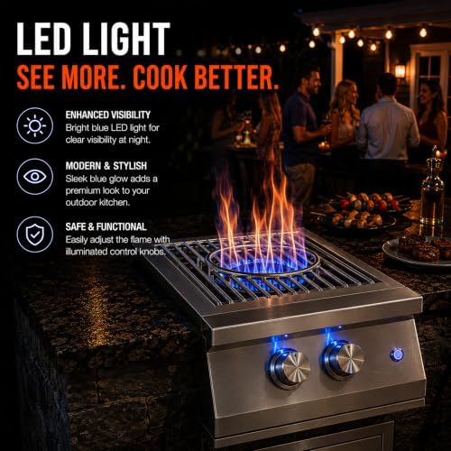 60,000 BTU Built-in Liquid Propane Power Burner for Outdoor Kitchen - Image 5