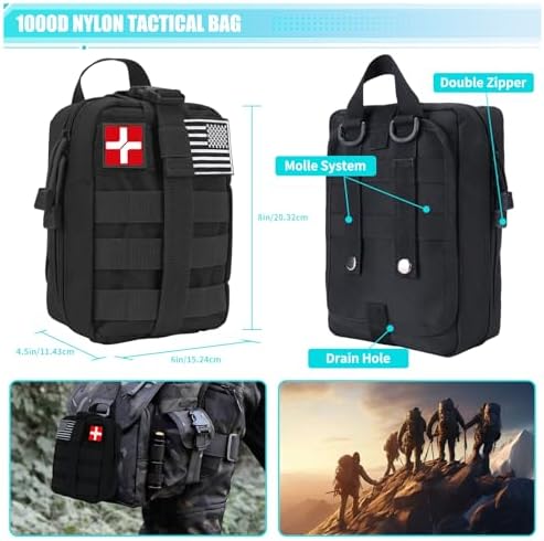 Survival Kit and First Aid Kit, 236PCS Survival Gear Camping Essentials Emergency Medical Supplies with Tactical MOLLE Pouch for Outdoor Adventure, Camping, Hiking, Hunting, Cool Idea - Image 2