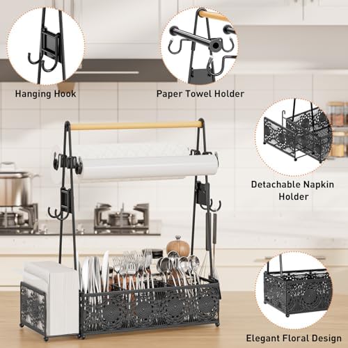 EKNITEY Outdoor Grill Caddy Organizer: BBQ Caddy with Paper Towel Holder - Image 2
