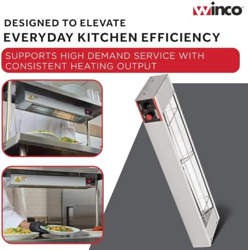 Winco 24" Silver Food Heat Lamp Strip Heater with Undermount Brackets - Image 6
