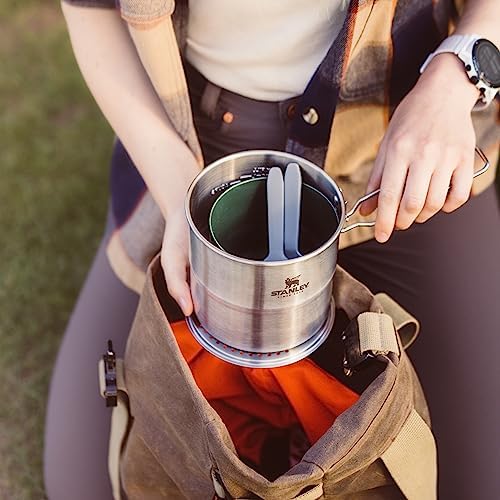 Stanley Adventure Stainless Steel Camping Cooking Set for Two 1.0L / 1.1 QT with Bowls and Sporks - 6 Piece Camp Cook Set - Stainless Steel Pot with Lid - Cookware for Backpacking and Camping - Image 5