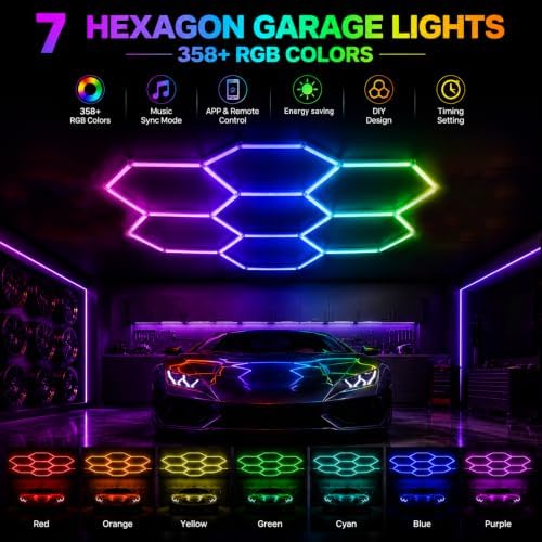 31Pack RGB Hexagon Lights,Music Sync 7Hex LED Hexagon Lights,RGB 358 Kinds of Changes Dimmable Speed-Adjustable DIY Color-Changing Lights Smart App & Remote Control,for Studio Gym Basement Decor - Image 2