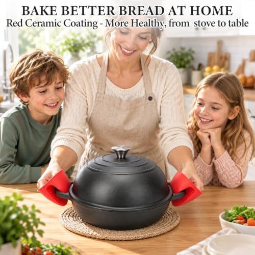 Cast Iron Dutch Oven for Bread Baking, 5.5QT Pre-Seasoned Bread Oven Set - Image 5