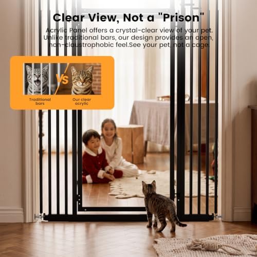Extra Tall Cat Gate 49-87" Height Adjustable, Full Clear Acrylic Gate - Image 2