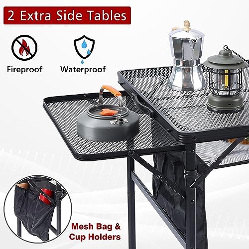 JOUYEK Folding Grill Table,3x2 FT Portable Camping Table with 2 Wing Panels - Image 3