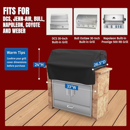SHINESTAR 32 Inch Built‑in Grill Cover for DCS, 600D Heavy‑Duty Waterproof - Image 3