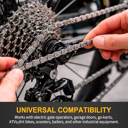 #41 Roller Chain 10 Feet for Gate Openers, Carbon Steel Operator Chain Replacement for Extension Automatic Sliding Gate Opener, Garage Hanger Door, Includes 5 Connecting Links - Image 4