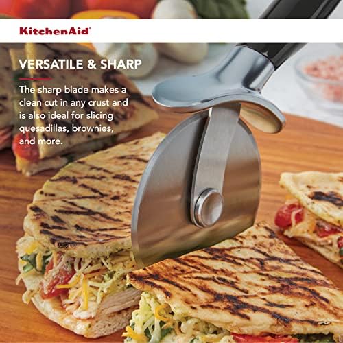 KitchenAid Classic Pizza Wheel with Sharp Blade For Cutting Through Crusts, Pies and More, Built In Finger Guard for Safety and Comfort Grip to Protect Fingers, Dishwasher Safe, 9-Inch, Black - Image 4
