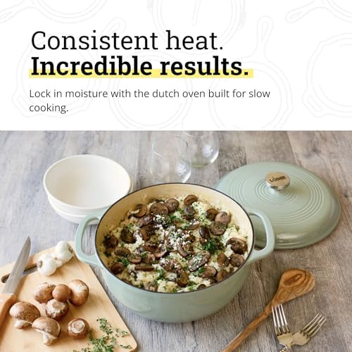 Lodge Essential Enamel Cast Iron Dutch Oven, 6 Quart, Desert Sage - Image 3